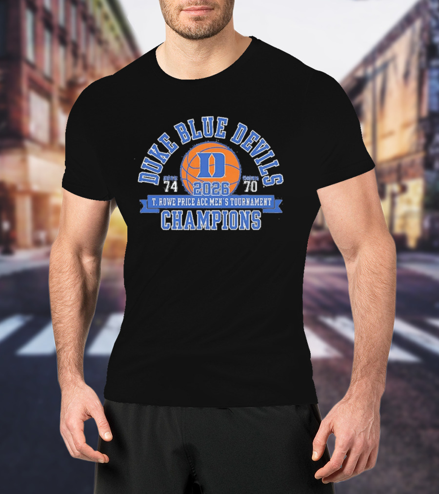 Duke Blue Devils 2026 T. Rowe Price ACC Men's Tournament Champions 74 70 T-Shirt