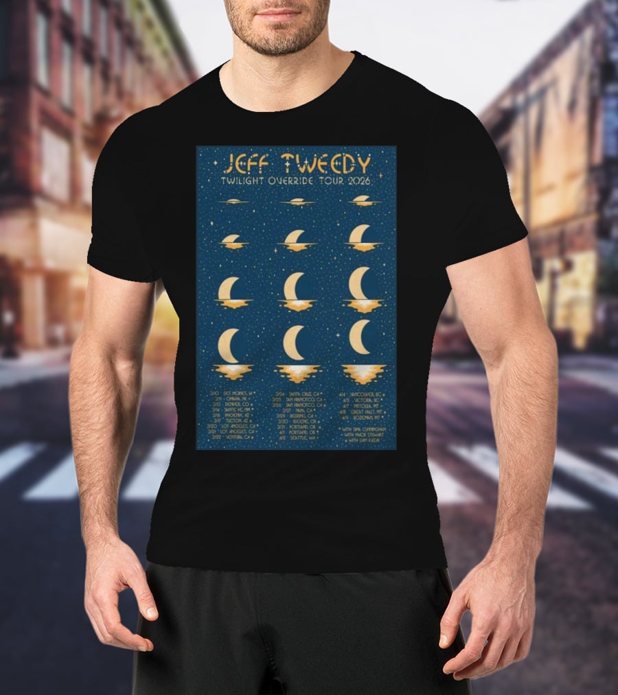 Jeff Tweedy Twilight Override Tour 2026 Des Moines Denver Chicago Portland Seattle San Francisco Los Angeles Albuquerque Victoria Bozeman T-Shirt
