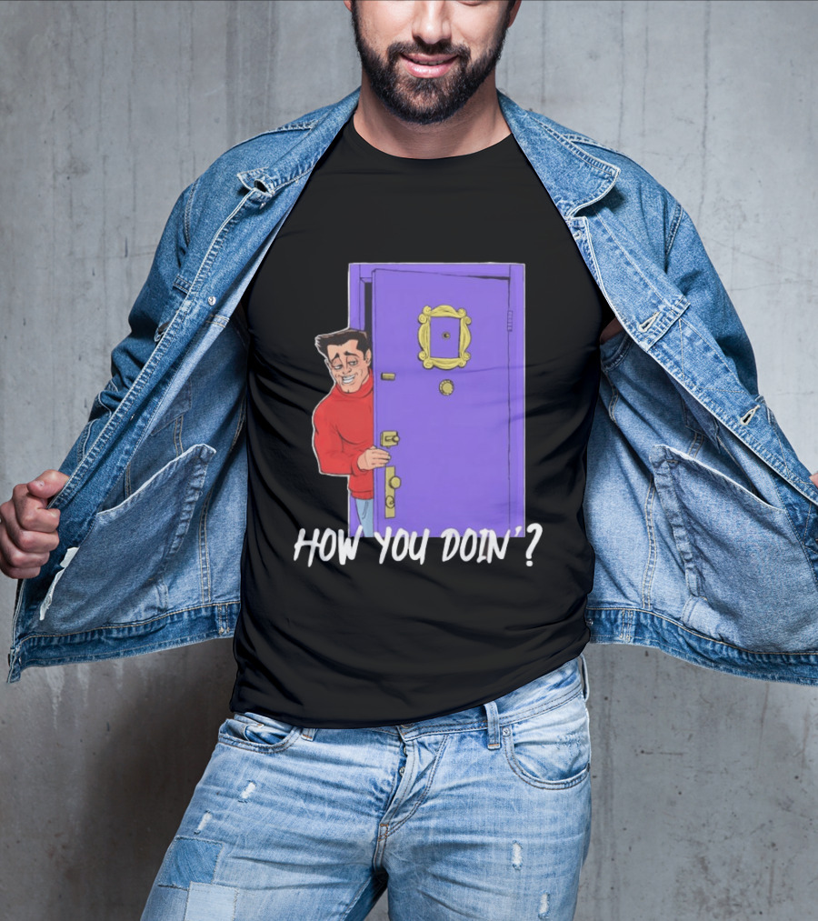 Joey Tribbiani How You Doin Cartoon Purple Door Iconic Phrase T-Shirt