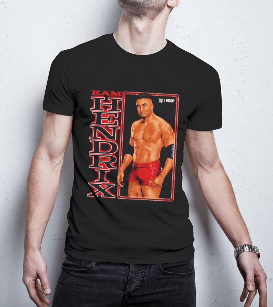 Kam Hendrix WWE NXT Vertical Name Red Trunks T-Shirt
