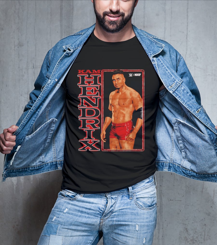 Kam Hendrix WWE NXT Vertical Name Red Trunks T-Shirt