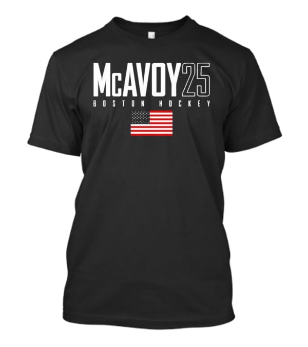 McAvoy 25 Boston Hockey USA Flag T-Shirt