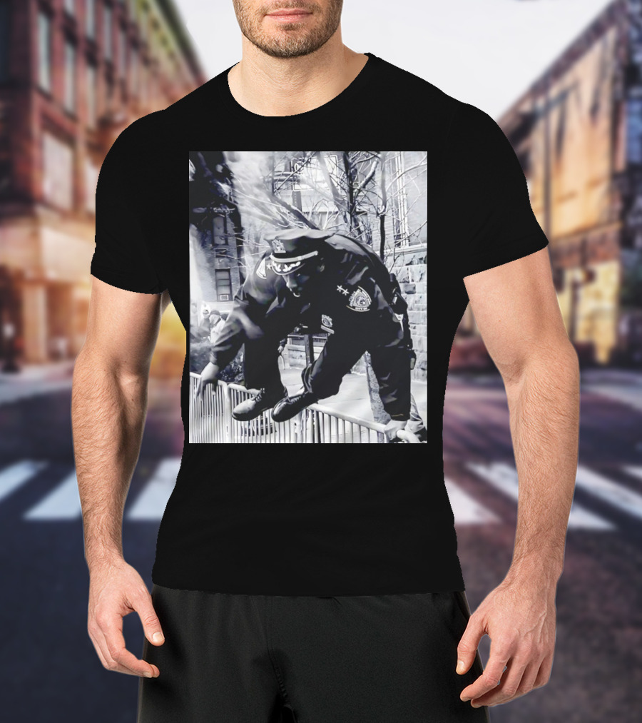 Chief Aaron Edwards American Hero Police Officer Jumping Fence T-Shirt