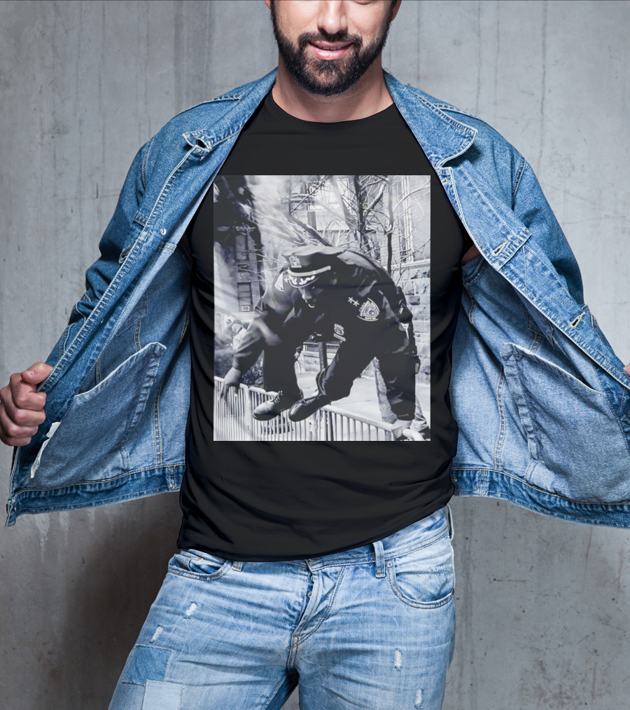 Chief Aaron Edwards American Hero Police Officer Jumping Fence T-Shirt