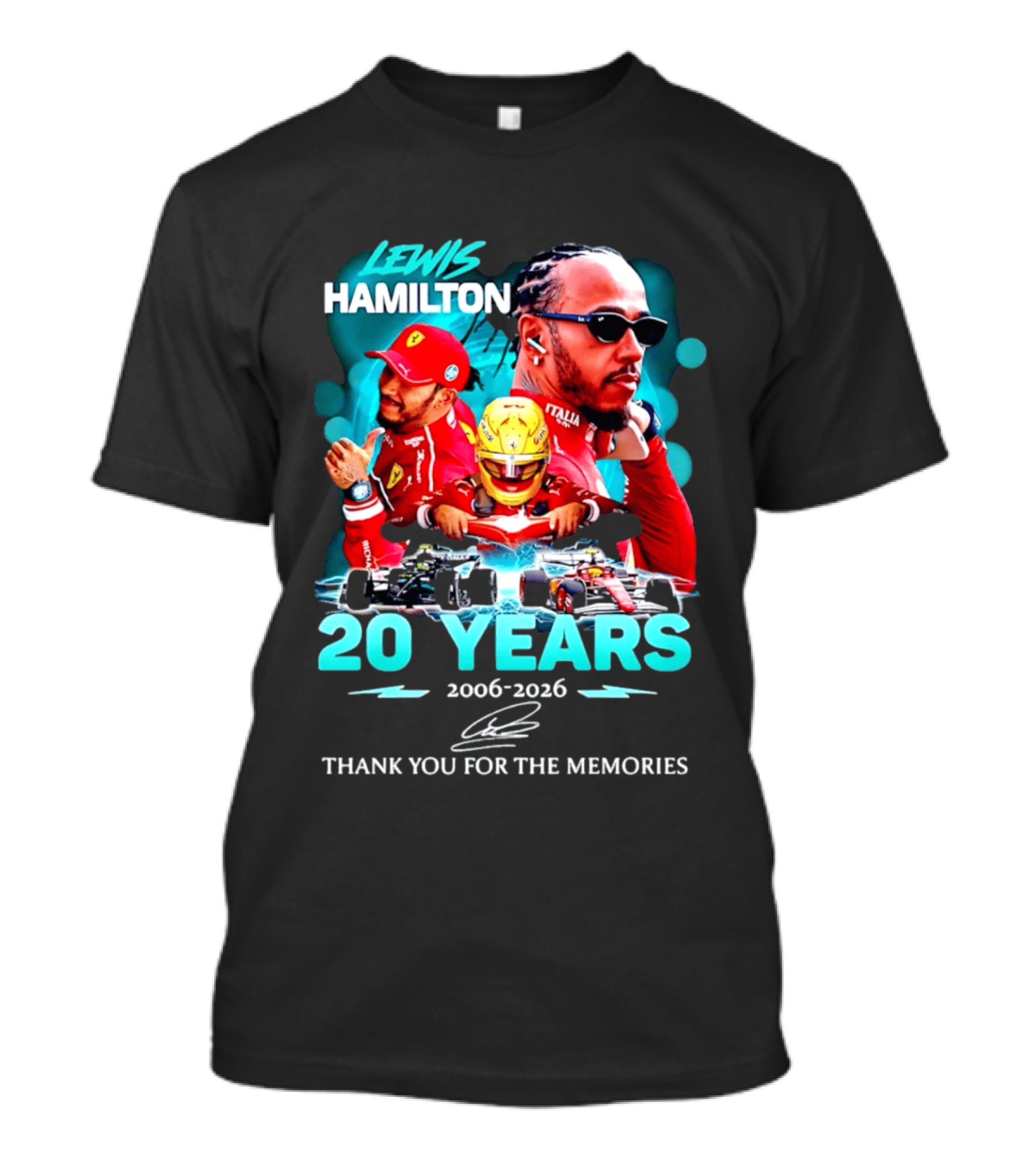 Lewis Hamilton 20 Years 2006 2026 Thank You For The Memories Ferrari F1 Racing Celebration T-Shirt