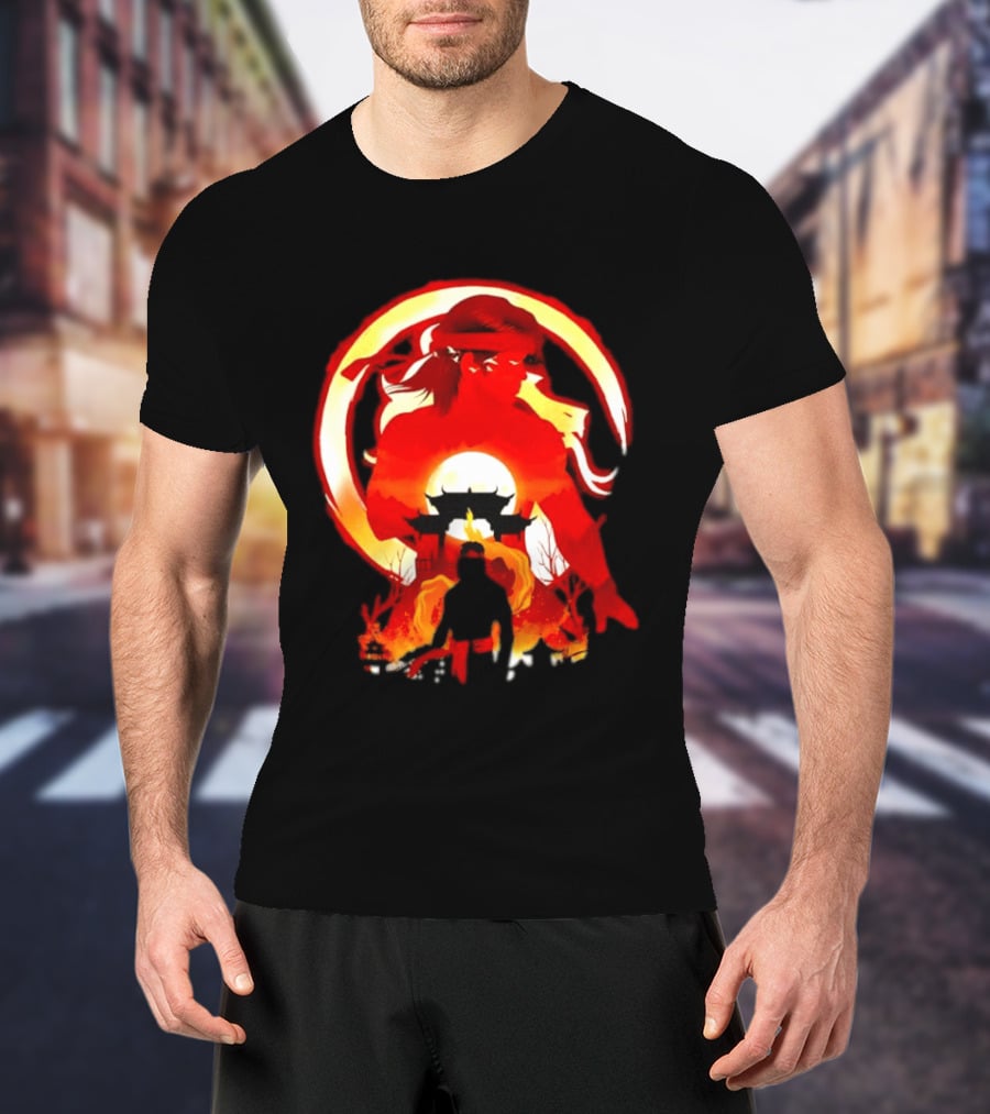 Liu Kang Mortal Kombat Dragon Circle Fire Temple Scene T-Shirt