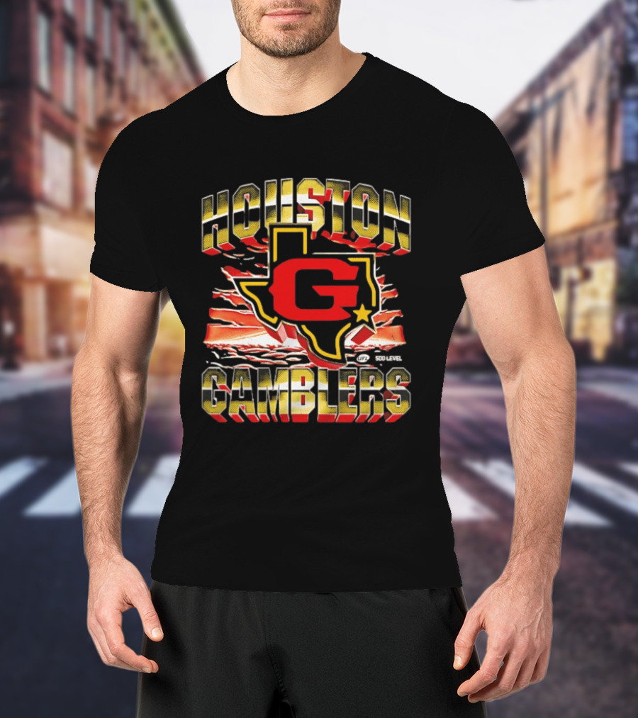 Houston Gamblers UFL Texas Map Star T-Shirt