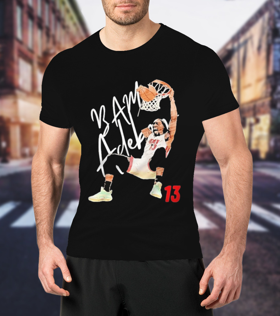 Bam Adebayo Miami Heat 13 Dunk Cartoon Basketball T-Shirt