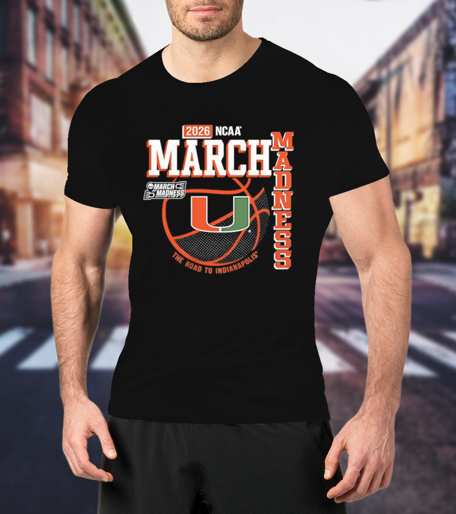 NCAA March Madness 2026 Miami Hurricanes The Road To Indianapolis T-Shirt