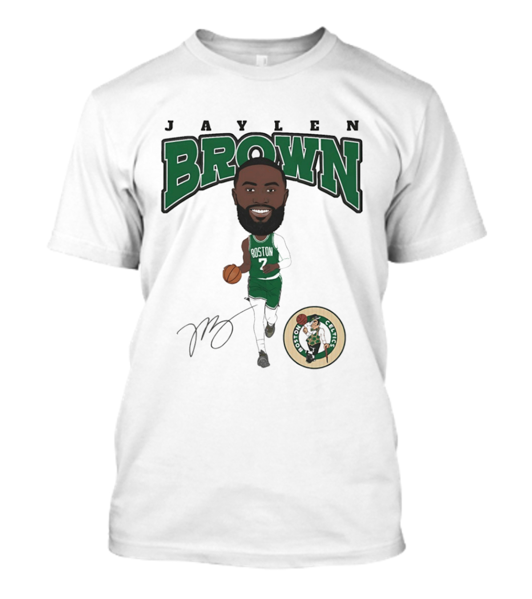 Jaylen Brown Boston Celtics Hardwood Comic Celtics Player Caricature T-Shirt