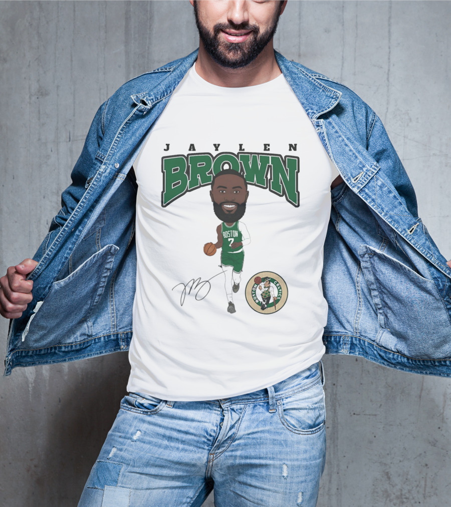 Jaylen Brown Boston Celtics Hardwood Comic Celtics Player Caricature T-Shirt