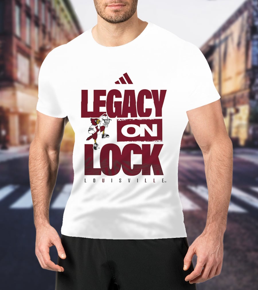Louisville Cardinals Legacy On Lock Adidas Basketball T-Shirt
