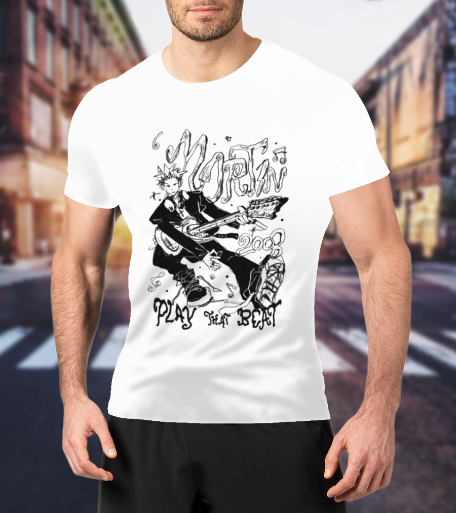 Martin 2008 Play That Beat Musician With Guitar T-Shirt