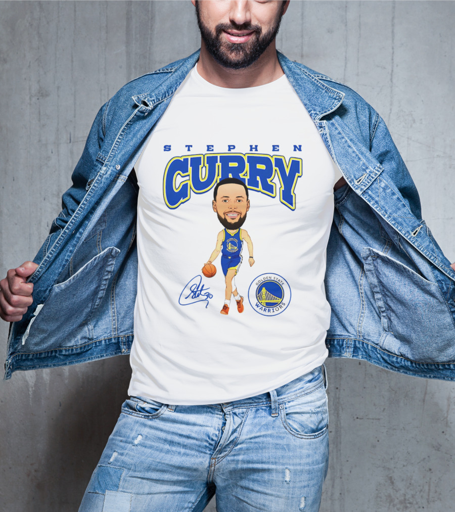 Stephen Curry Golden State Warriors Hardwood Comic Player Signature T-Shirt