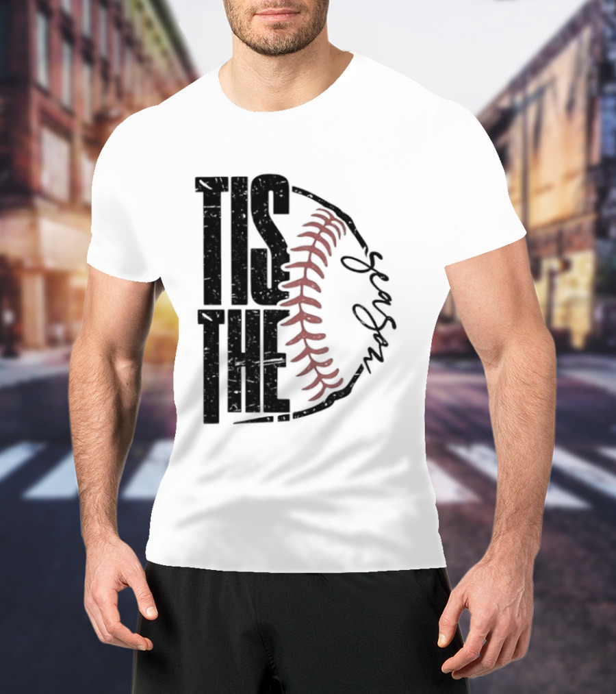 Tis The Season Baseball Stitch Spiral T-Shirt