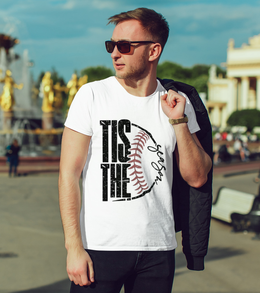 Tis The Season Baseball Stitch Spiral T-Shirt
