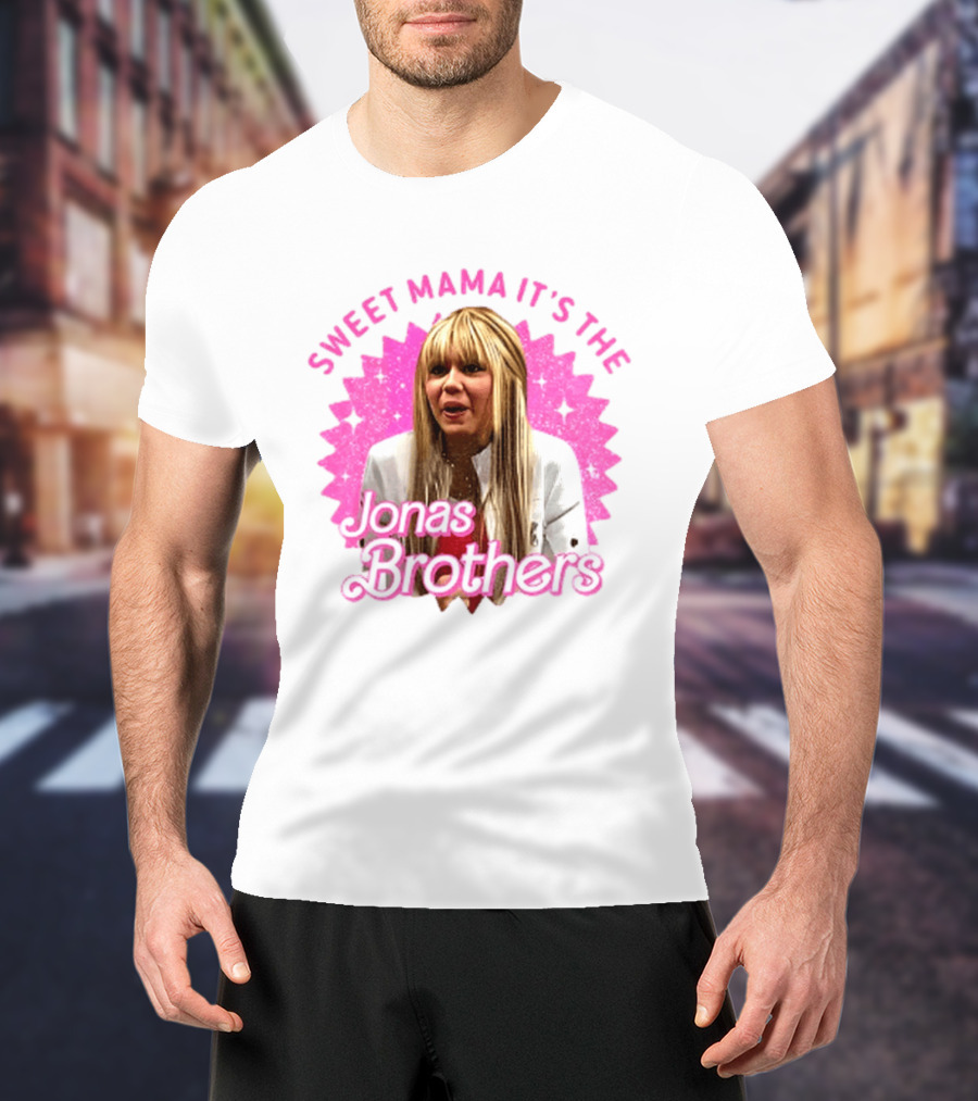 Sweet Mama It's The Jonas Brothers Blond Character Pink Sparkle T-Shirt