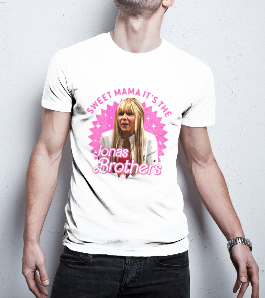 Sweet Mama It's The Jonas Brothers Blond Character Pink Sparkle T-Shirt