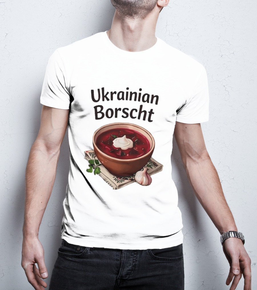 Ukrainian Borscht Soup Bowl With Garlic And Parsley T-Shirt