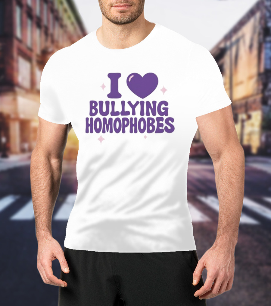 I Love Bullying Homophobes Heart Design With Sparkles T-Shirt