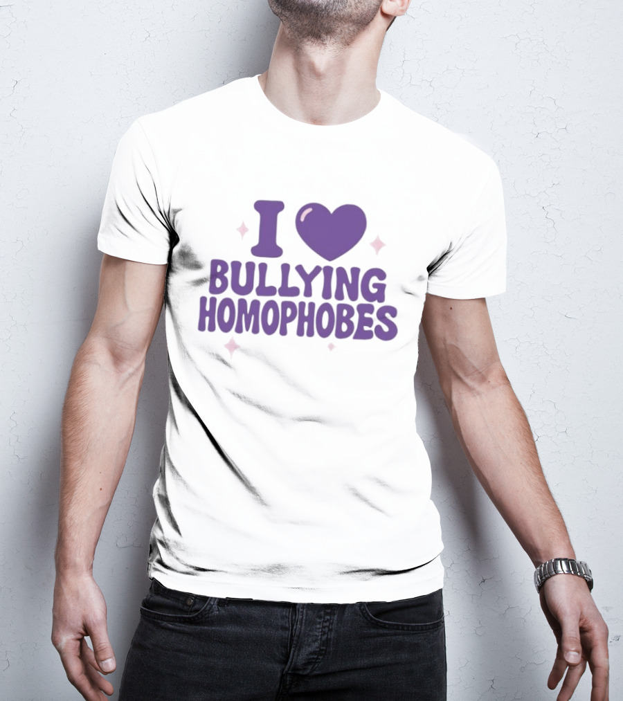 I Love Bullying Homophobes Heart Design With Sparkles T-Shirt