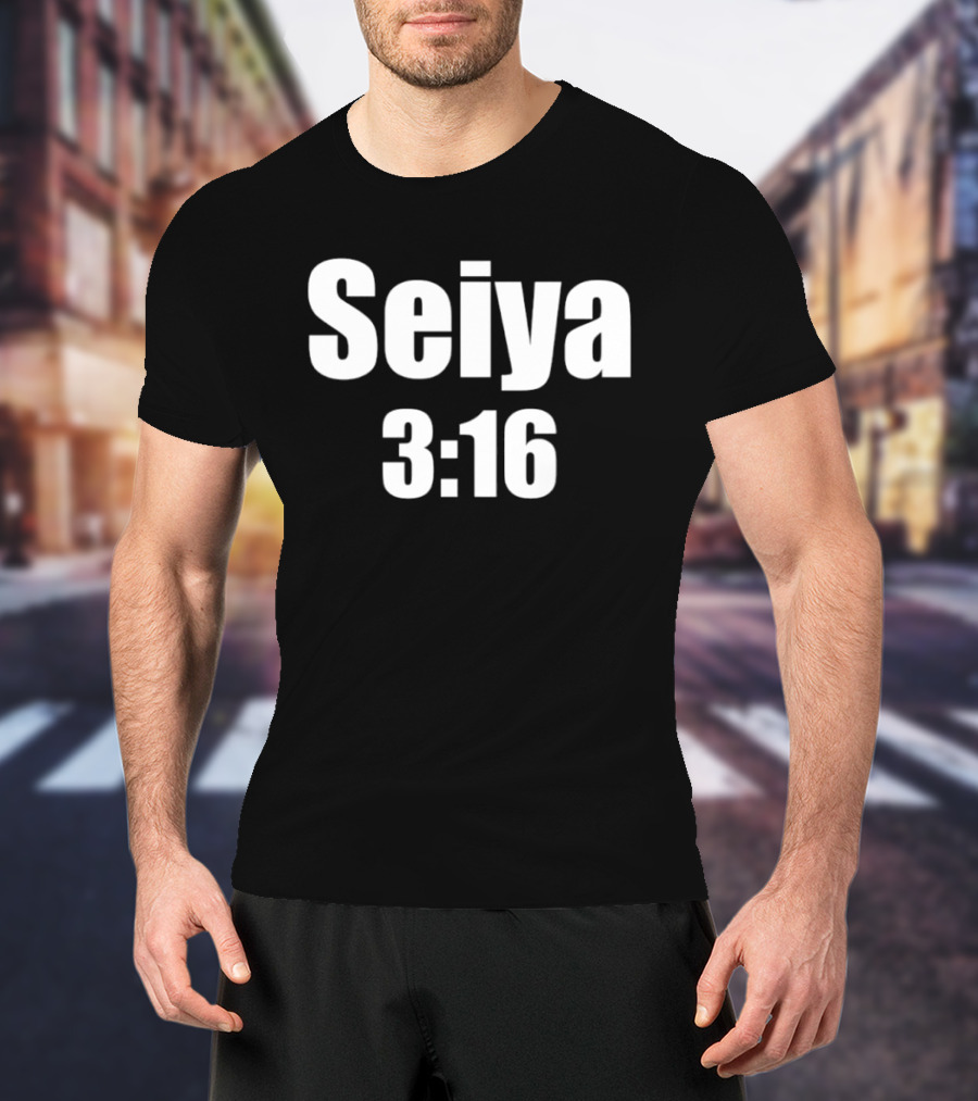 Seiya 3:16 Bold Text Design Iconography T-Shirt