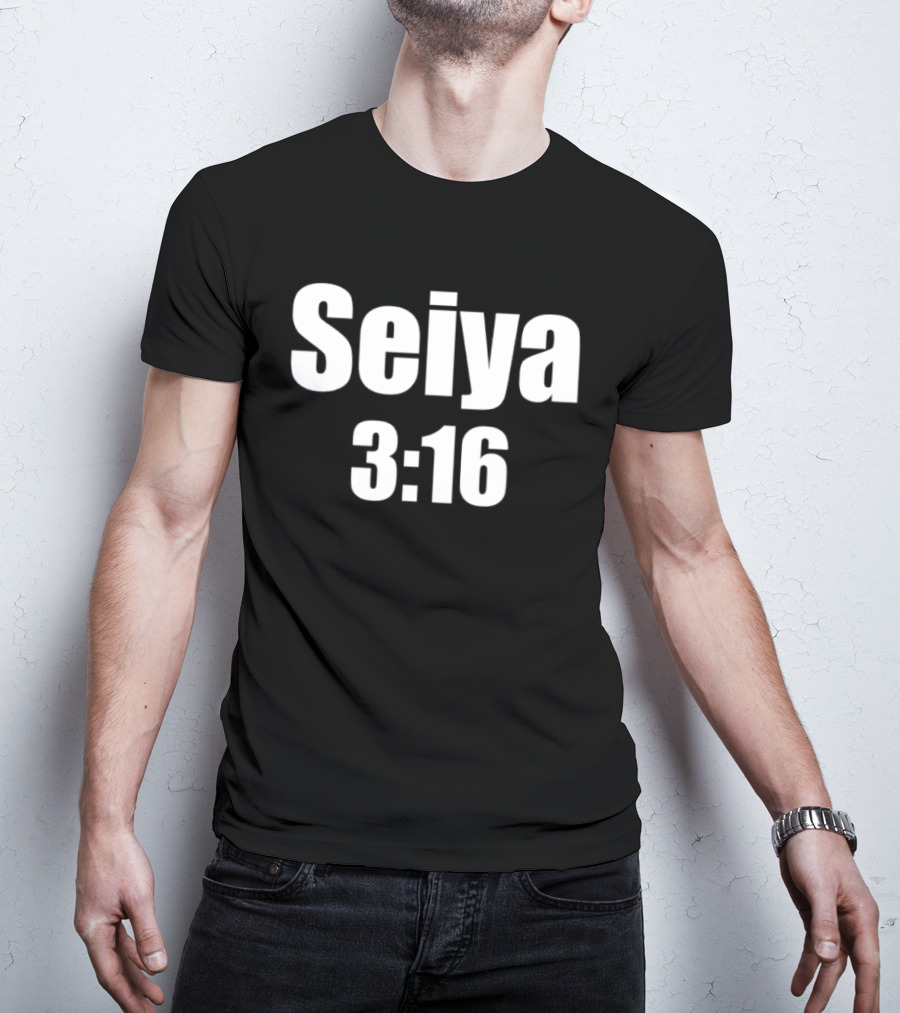 Seiya 3:16 Bold Text Design Iconography T-Shirt