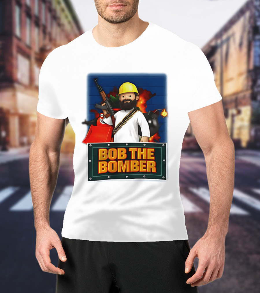 Bob The Bomber Cartoon Character With Gun And Explosives T-Shirt