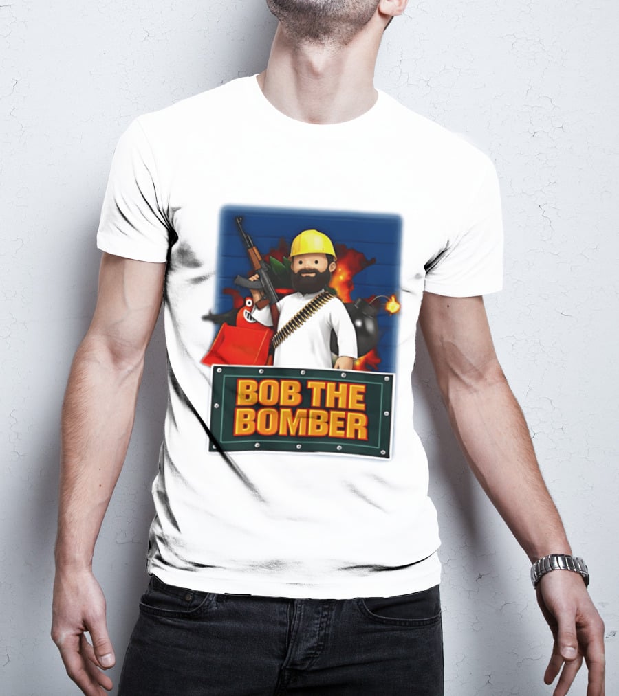 Bob The Bomber Cartoon Character With Gun And Explosives T-Shirt