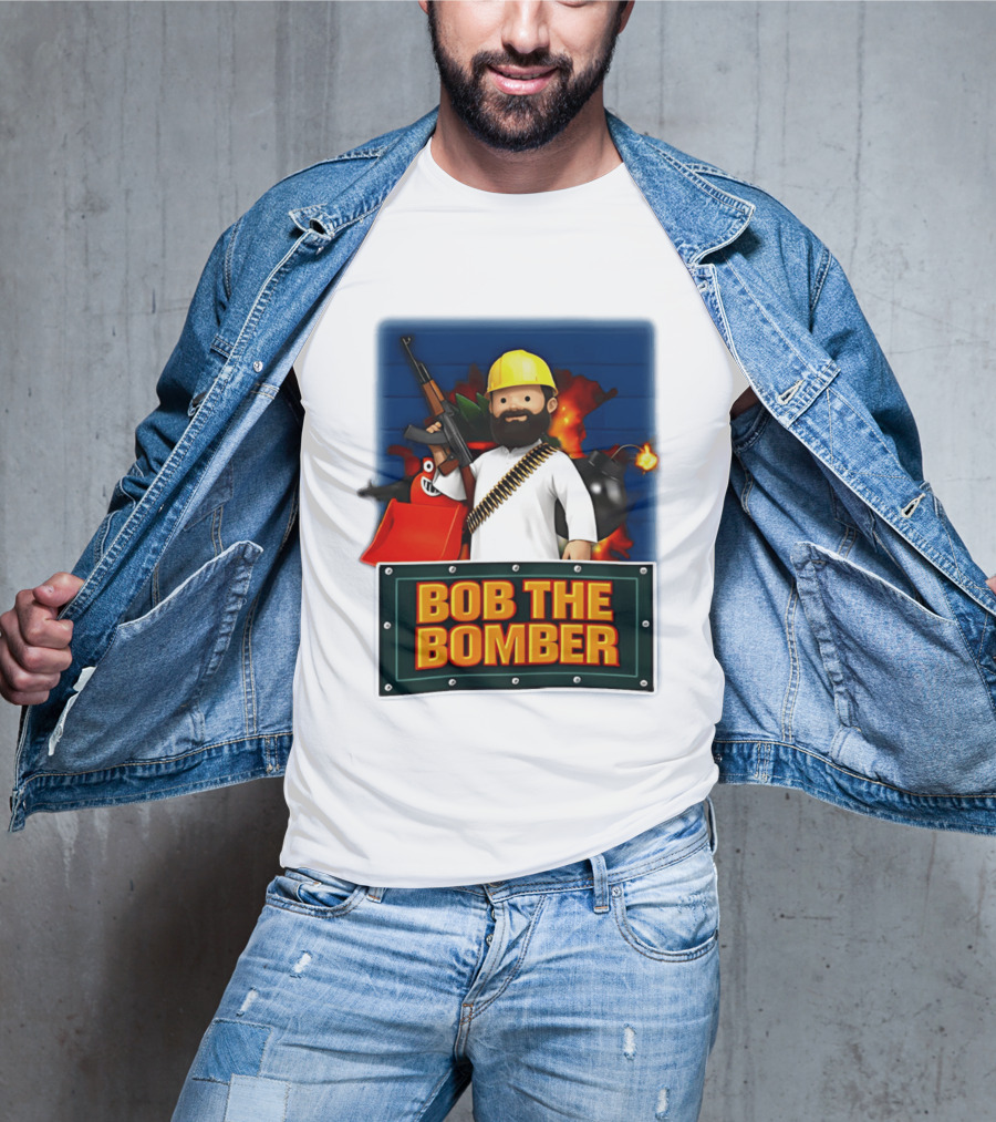 Bob The Bomber Cartoon Character With Gun And Explosives T-Shirt