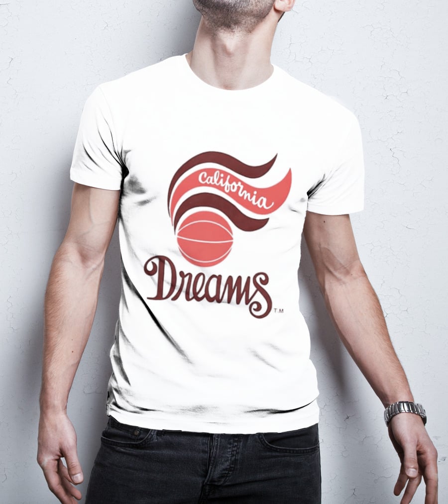 California Dreams Basketball Retro Style Design With Red Waves And Ball T-Shirt