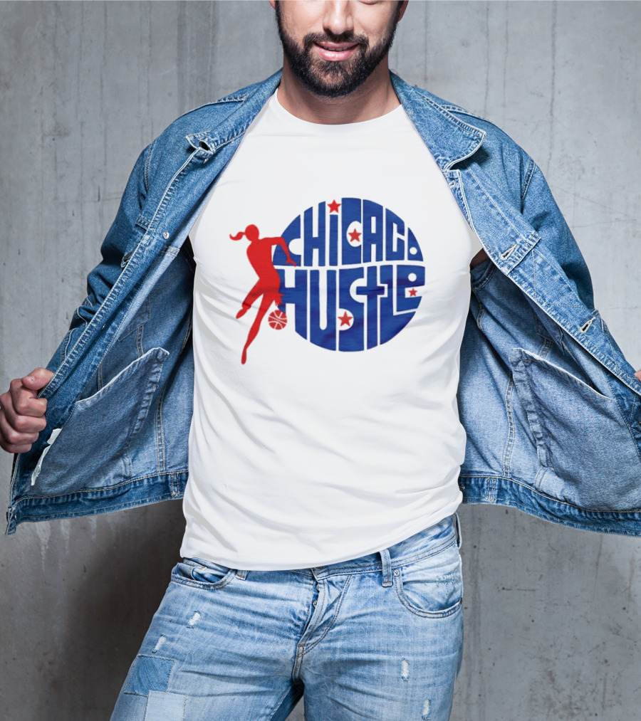 Chicago Hustle WPBL Basketball Red Player Blue Circle T-Shirt
