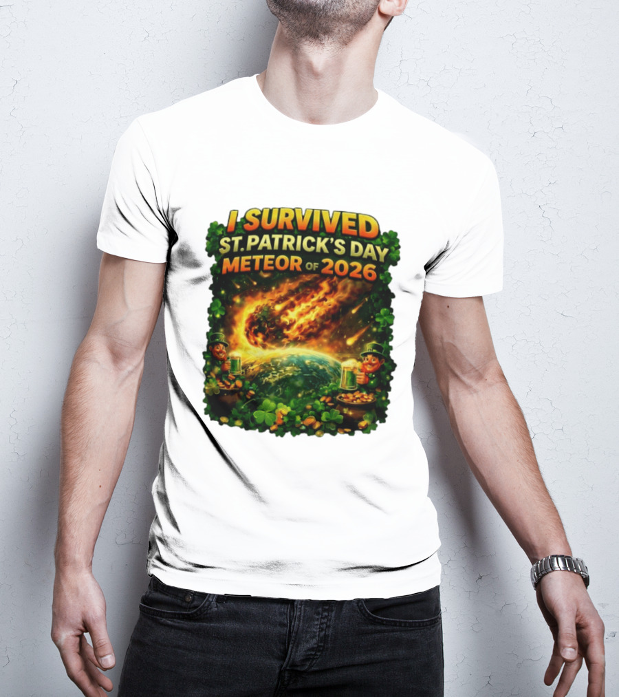 I Survived St. Patrick's Day Meteor Of 2026 Leprechaun Shamrock Adventure T-Shirt
