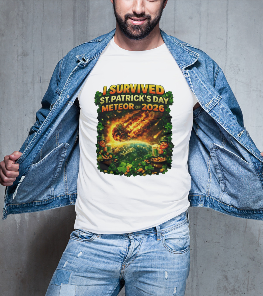 I Survived St. Patrick's Day Meteor Of 2026 Leprechaun Shamrock Adventure T-Shirt