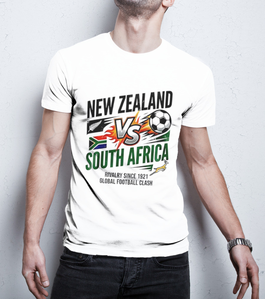 New Zealand Vs South Africa Global Football Clash Rivalry Since 1921 T-Shirt