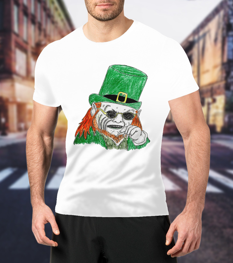 Leprechaun In The Hood Green Hat Sunglasses Red Hair T-Shirt