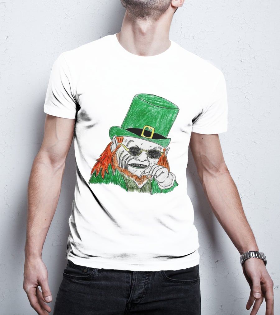Leprechaun In The Hood Green Hat Sunglasses Red Hair T-Shirt