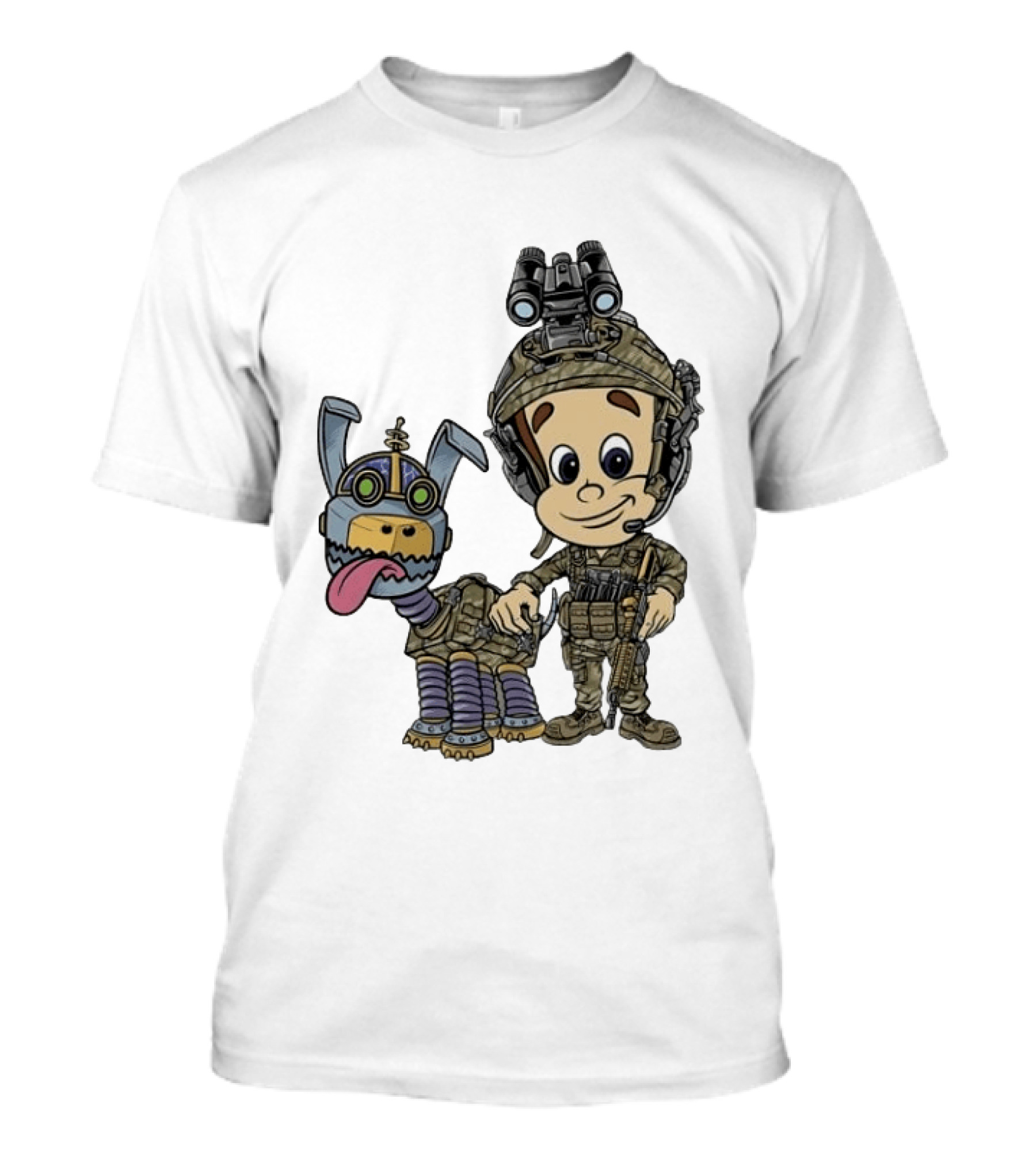 Tactical Cartoon Characters Jimmy And Goddard In Military Gear T-Shirt