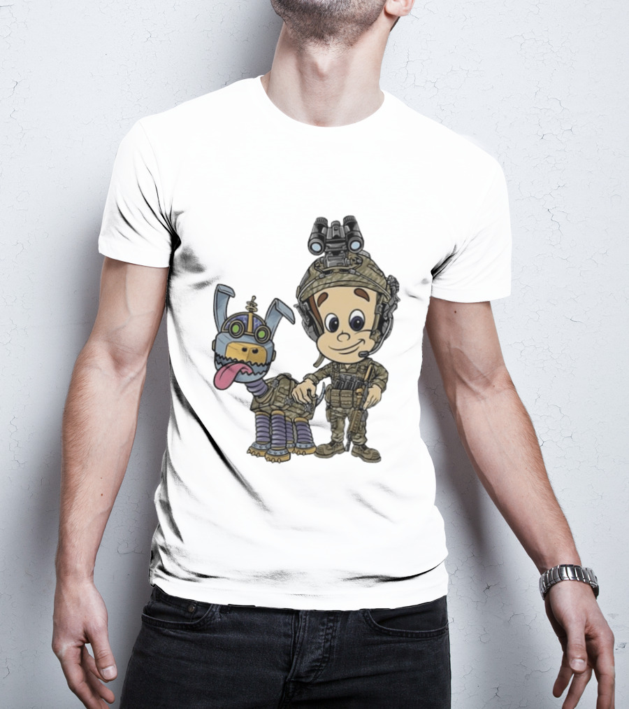 Tactical Cartoon Characters Jimmy And Goddard In Military Gear T-Shirt
