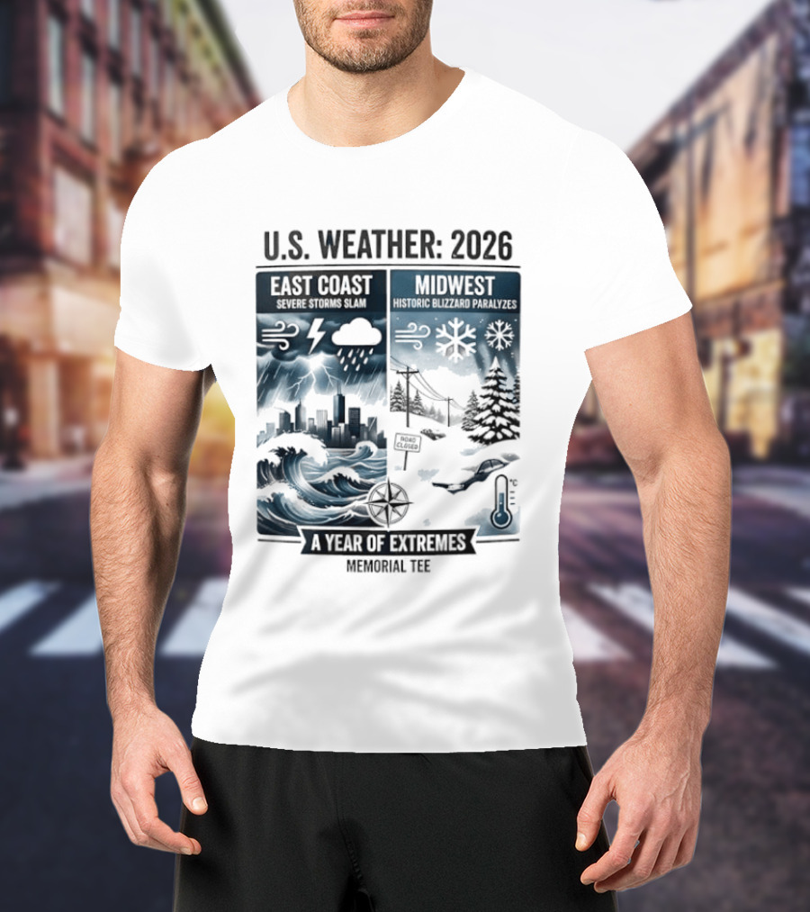 U.S. Weather 2026 East Coast Midwest A Year Of Extremes Memorial T-Shirt