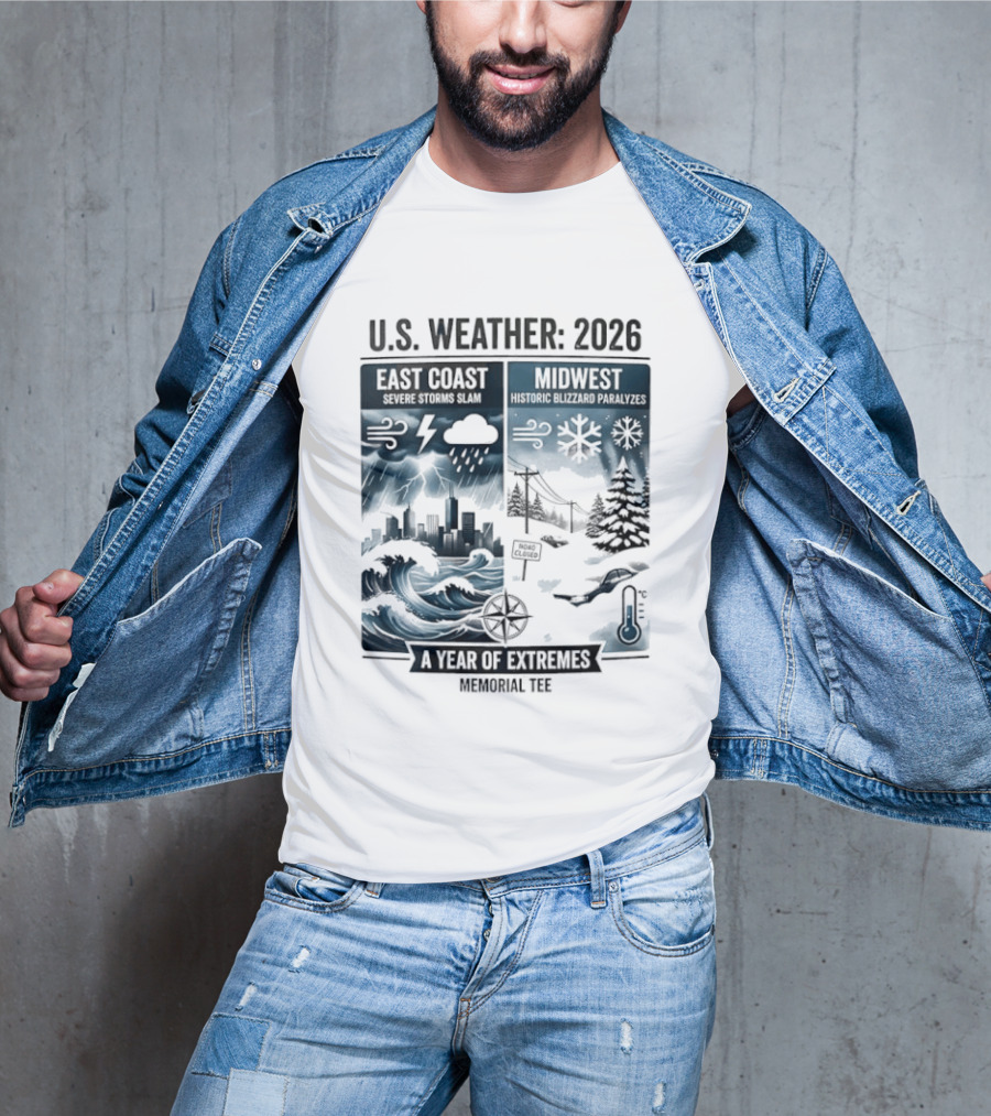 U.S. Weather 2026 East Coast Midwest A Year Of Extremes Memorial T-Shirt