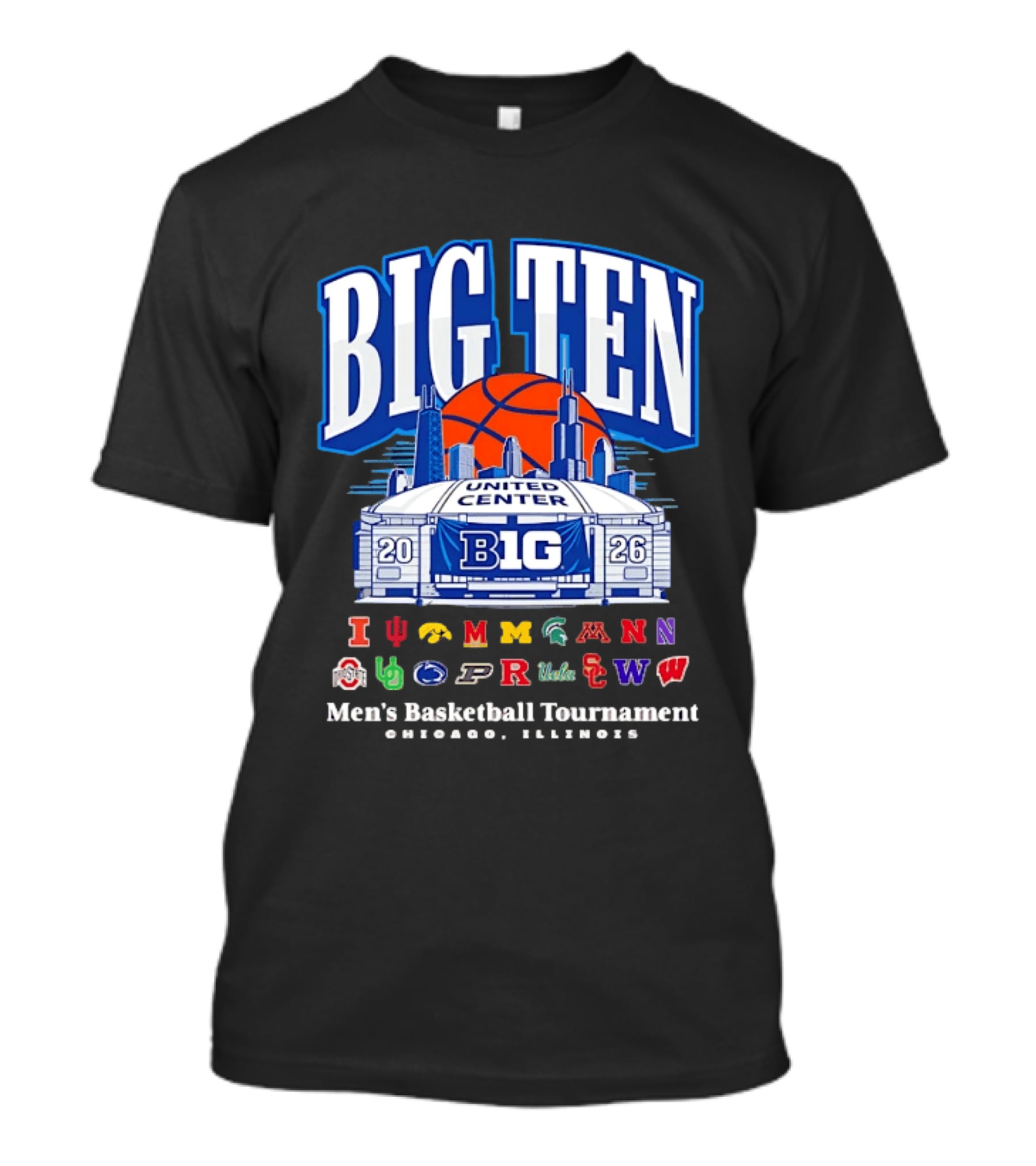 Big Ten 2026 United Center Men's Basketball Tournament Chicago Illinois T-Shirt