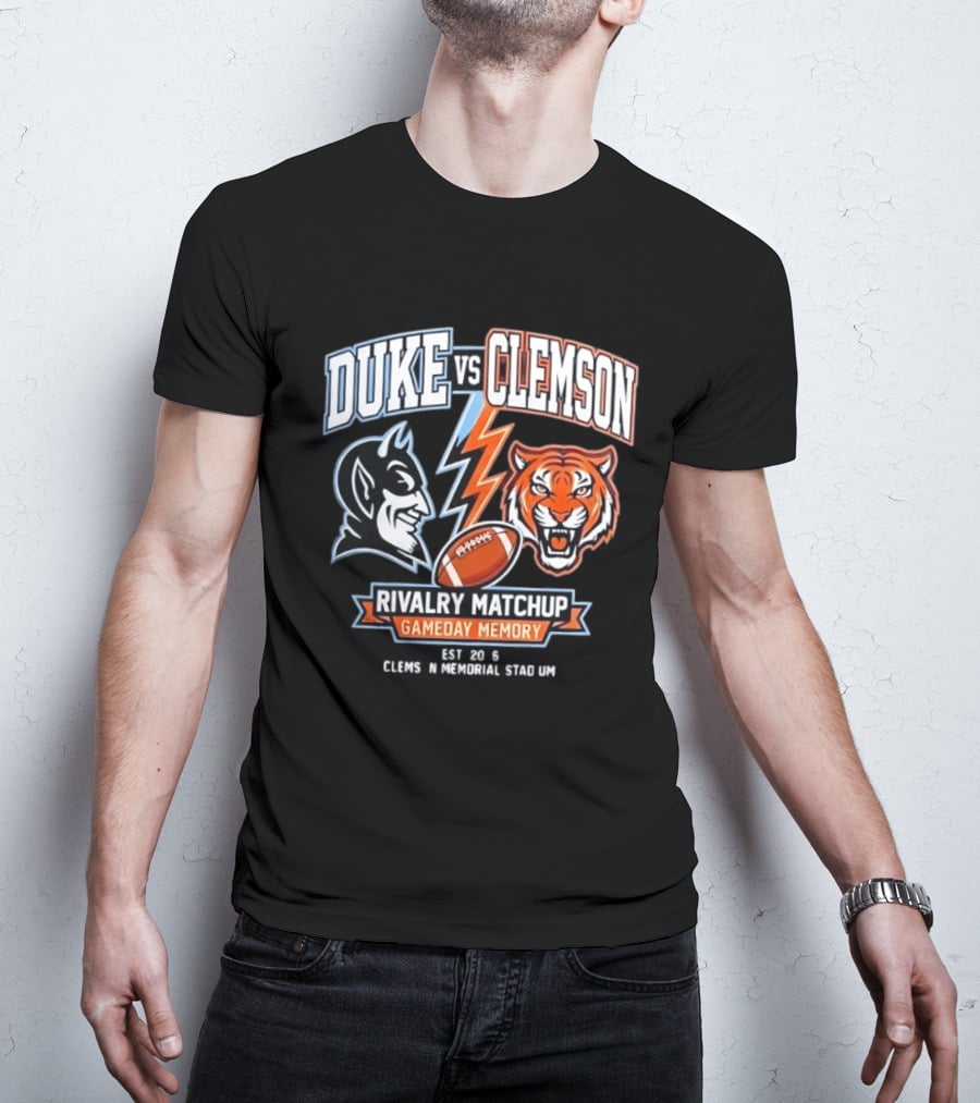 Duke Vs Clemson Rivalry Matchup Gameday Memory 2026 Classes Memorial Stadium T-Shirt