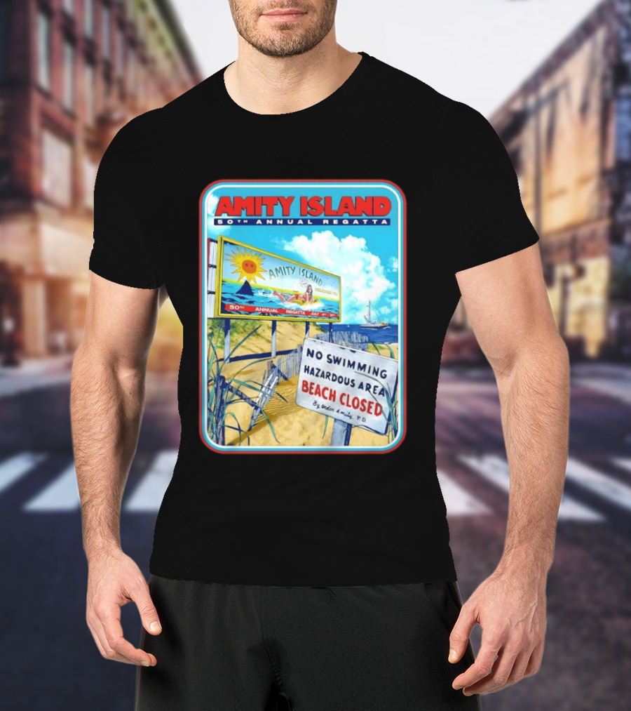 Amity Island 50th Annual Regatta No Swimming Beach Closed Jaws 1975 T-Shirt