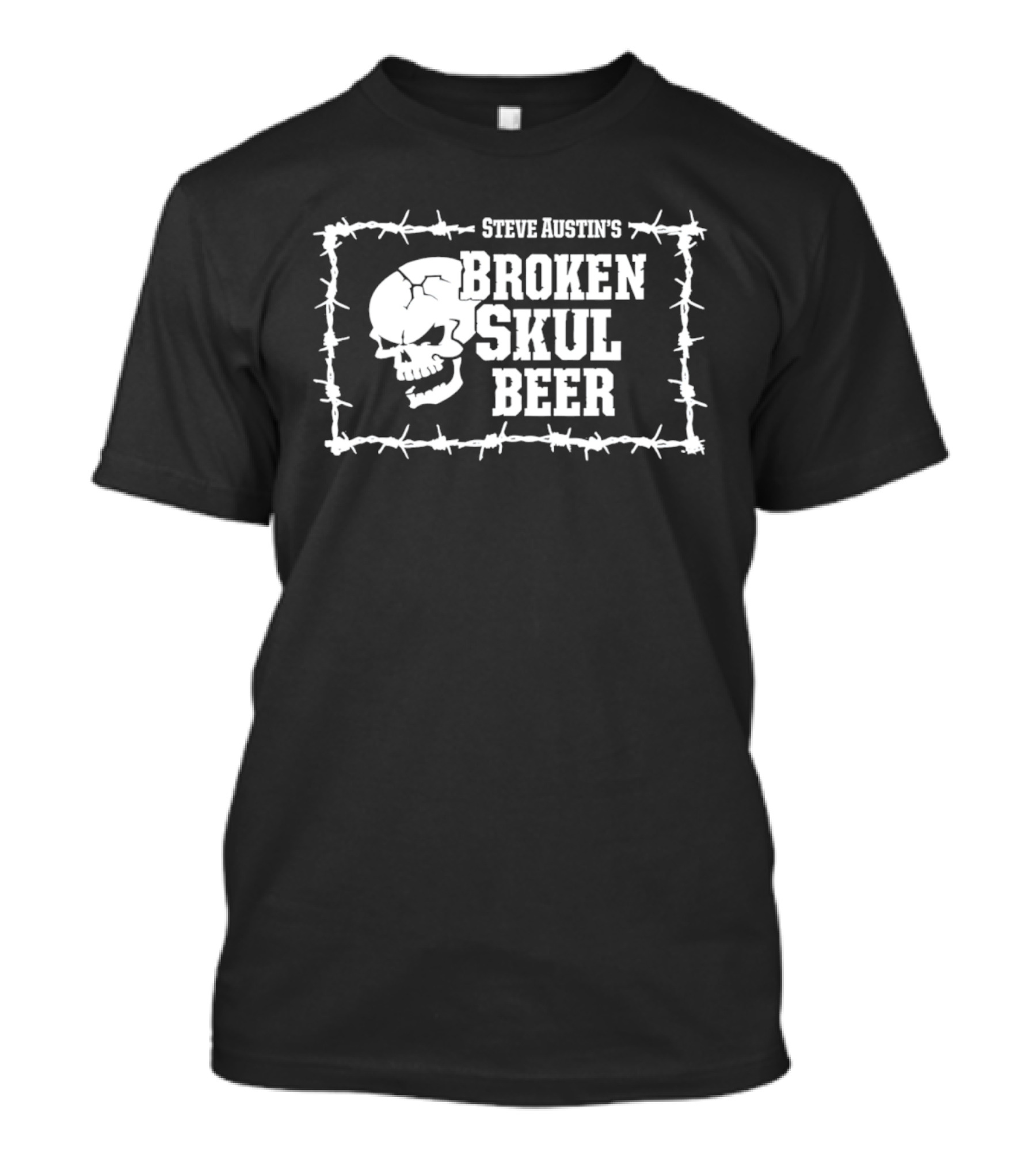 Steve Austin's Broken Skull Beer Barbed Wire Skull T-Shirt