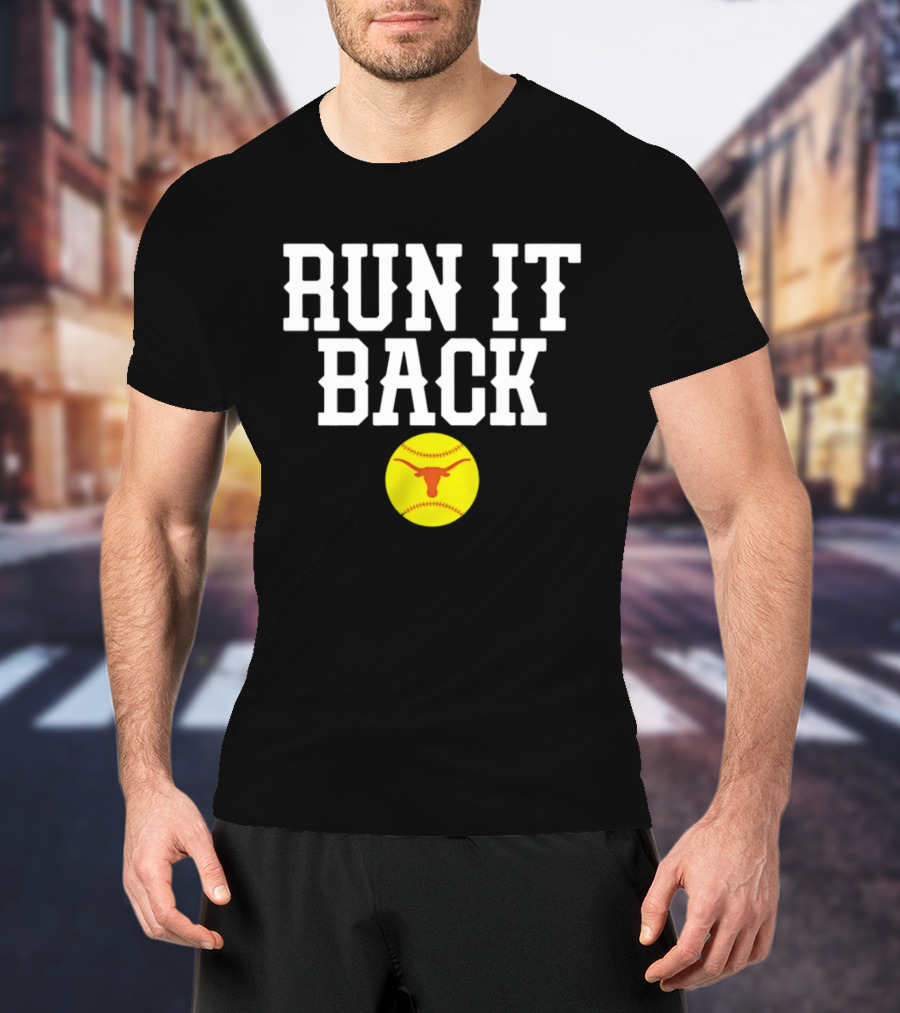 Texas Softball Run It Back Longhorn Yellow Softball T-Shirt