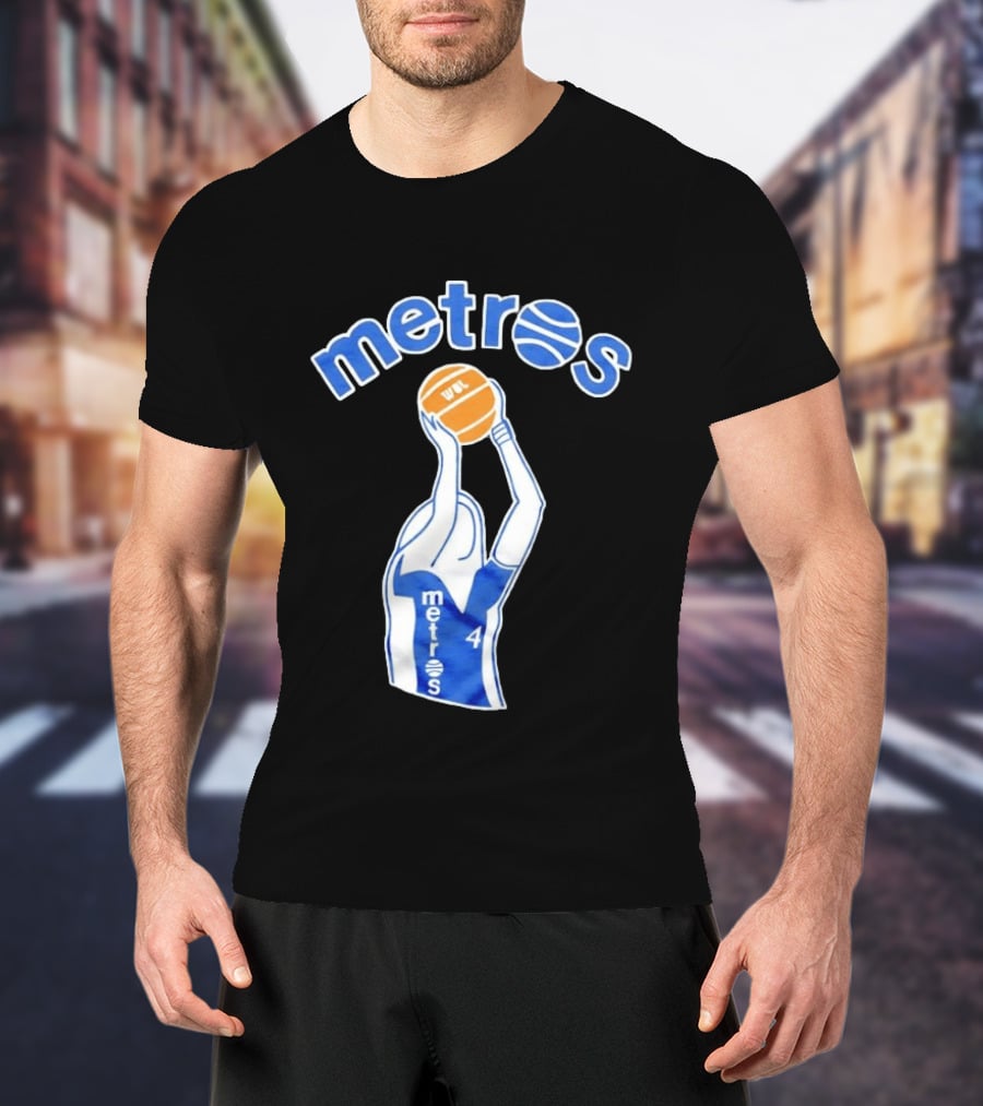Washington Metros Basketball Player Number 4 Shooting With Blue White Jersey T-Shirt