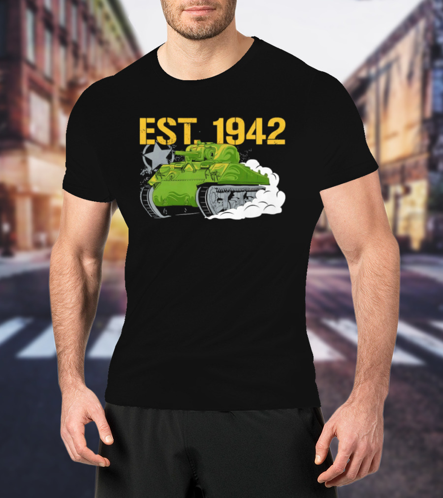 WW2 Sherman Tank EST 1942 World War II Historical Vehicle T-Shirt