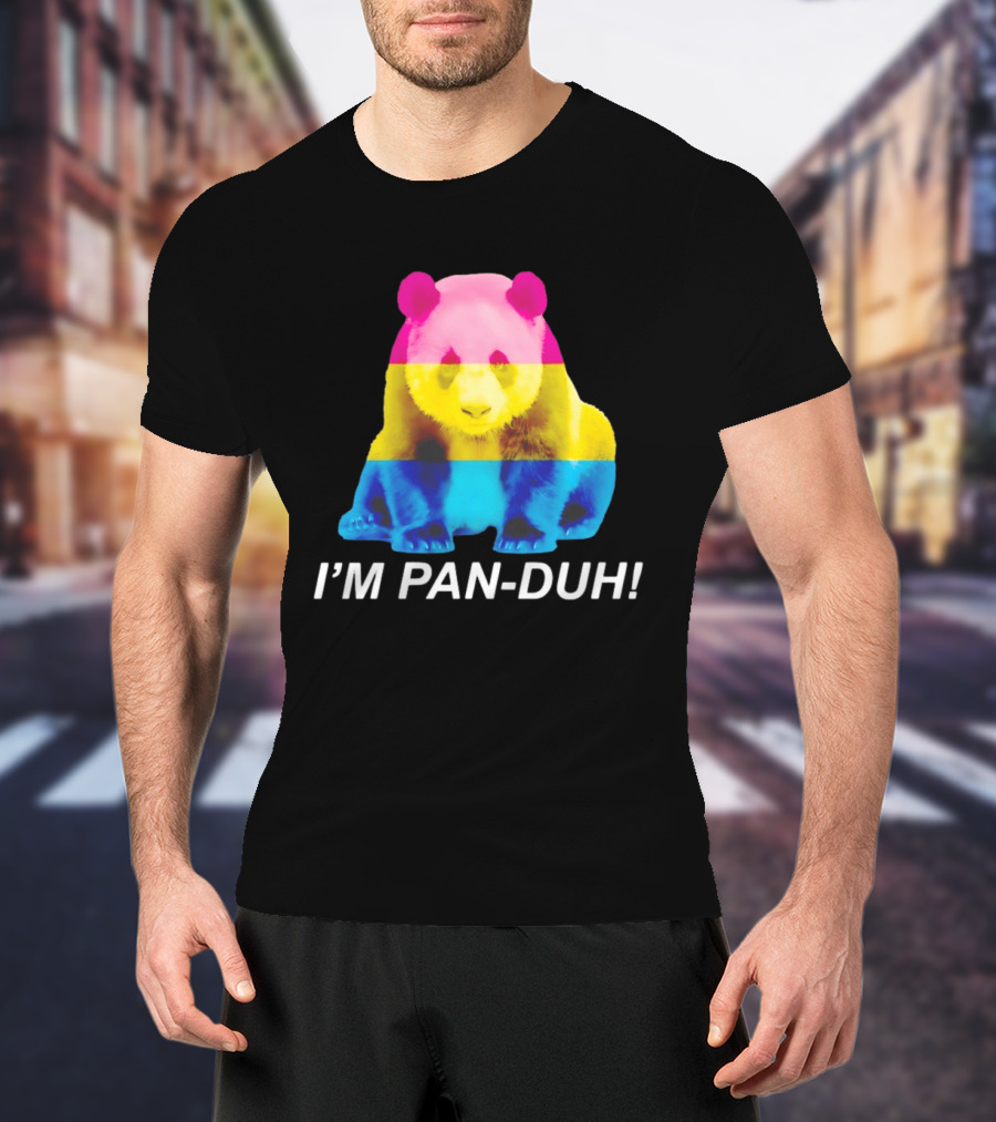 Panda I'm Pan Duh With Pan Flag Colors Panda T-Shirt