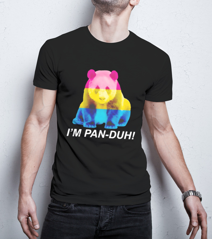 Panda I'm Pan Duh With Pan Flag Colors Panda T-Shirt